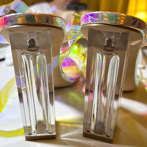 Cape Robbin Iridescent Strappy Heels with Clear Block Heel - Picture 3 of 4